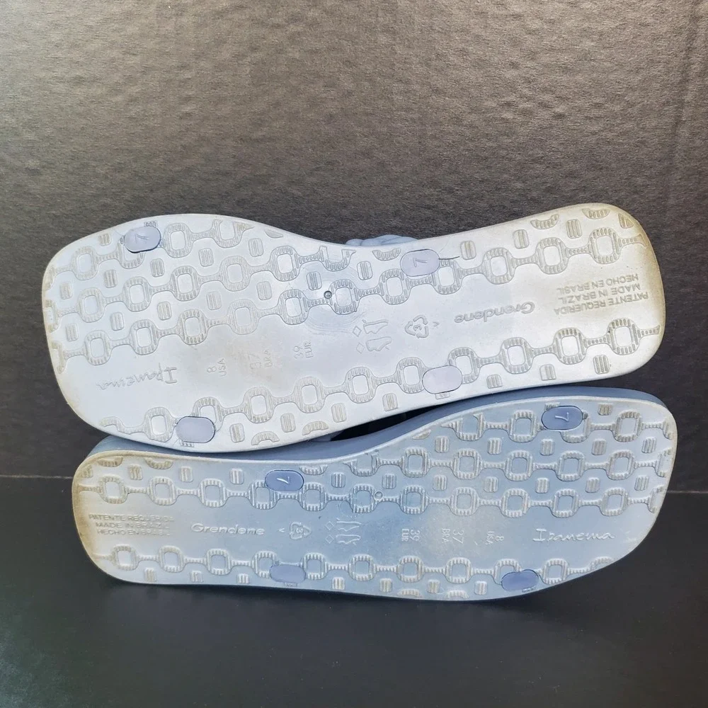 Ipanema Women's Fever Slides‎ Double Braided Straps Size 8 Blue Gray Soft Rubber